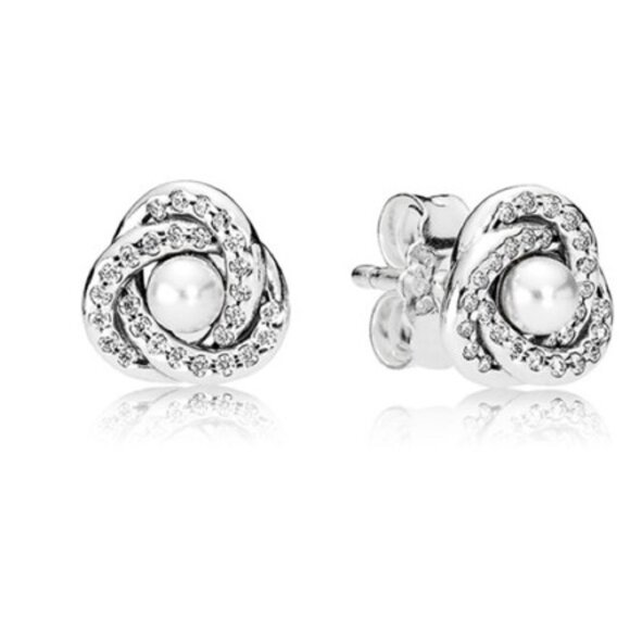 PANDORA Luminous Love Knot Stud Earrings w Dust Bag NIP - Picture 1 of 4